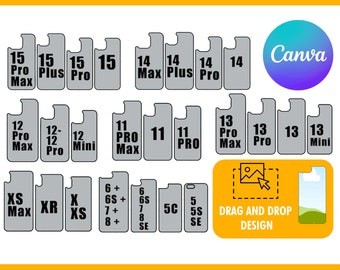 36 mallar för telefonskal Mega Bundle, mall för iPhone-skal, mall för iPhone-sublimering, mall för smartphone-skal, redigerbar Canva-mall