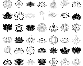 LOTUS SVG Bundle Lotus Flower CRICUT Namaste Cut Files Yoga Silhouette Mandala Clipart Meditation Spiritual Digital Png Dxf Eps Jpg Pdf