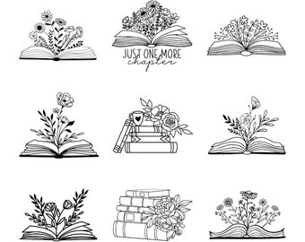 Floral Book SVG, Book Svg, Book with Flowers Svg, Reading Svg, Read, Flowers Growing Out of a Book, Pretty Book, Flowers, Flowers with Book