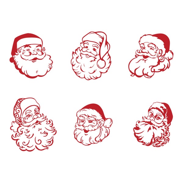 Vintage Santa svg, old school father christmas, Santa Face svg, Christmas svg, Santa Claus svg, Santa Head svg, Funny Santa svg, Santa Svg
