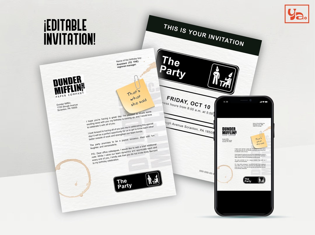 Editable the Office Birthday Party Invitation Office Invite Etsy