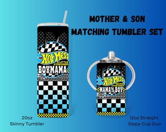 Mother's Day Mother & Daughter Matching Tumblers - 1 - 12oz Sippy Cup/Tumbler with Handles, Regular Tumbler Lid and 1 - 20oz Skinny Tumbler