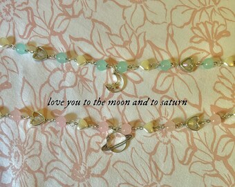 Love You To the Moon and to Saturn - Set of 2 Stackable Charm Bestie  bracelets - Taylor Swift Lyrics - Folklore Era - Plus Free Stickers