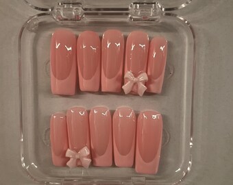 Pink Bow Nails