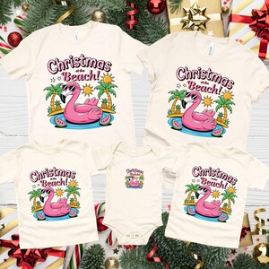 Christmas Group TShirts, Family Holiday Tees, Santa at the Beach Shirts, Matching Christmas Tee, Beach Christmas Top, Tropical T, Hawaii Tee