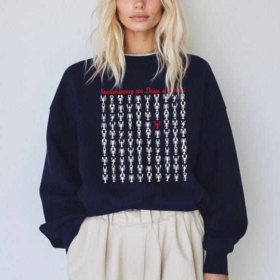 Fisherman Aesthetic 100 Days School Sweatshirt, Lobster Teacher Pullover, Cute Educator Appreciation Gift