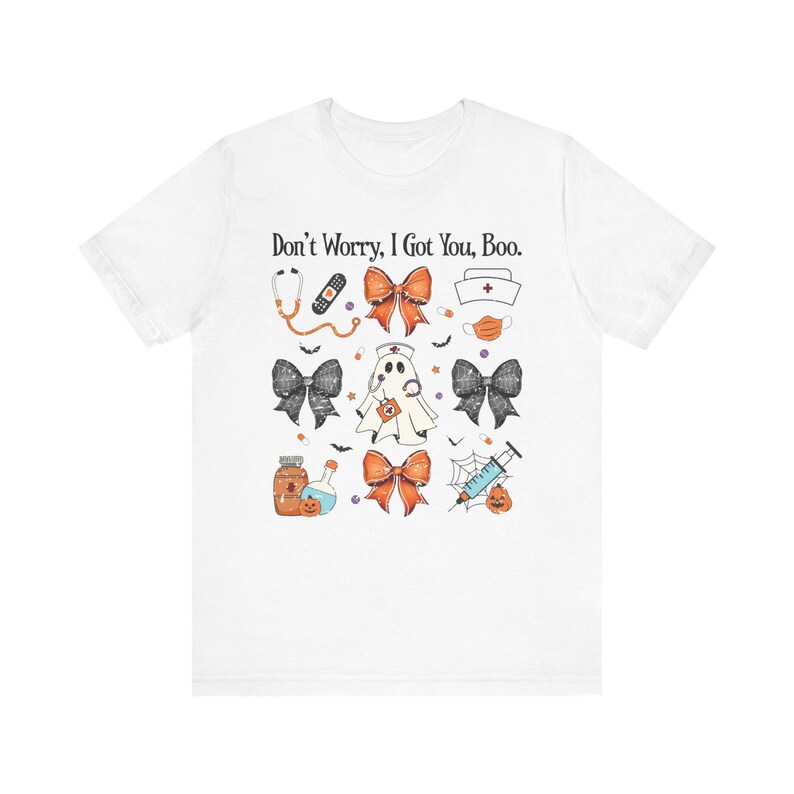 Nurse Shirt, Retro Ghost, Unisex Jersey Short Sleeve Tee, Pediatrics TShirt, Halloween CNA Tee, Hospital Staff Shirt, NP Shirt, Cute Medical image 2