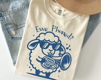 Euphonium Shirt, Brass Instrument T-Shirt, Band Tee, Marching Band Player Gift, Music Lover, Ewe Shirt, Animal Lover Tee, Musician T-Shirt