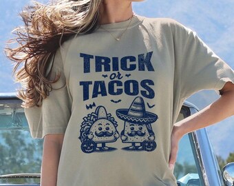 Tacos Halloween t shirt, mexican food shirt for October, gift for foodie, cute taco shirt, Halloween shirt for girl, cute tacos shirt