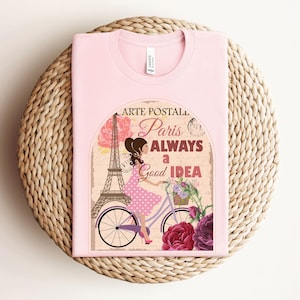 Paris T-Shirt, Trendy Carte Postal Shirt for Women - A Good Idea, Traveler Gift Tee, Unisex Jersey Short Sleeve Tee, Shirt Paris