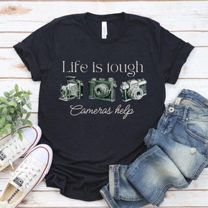 Photographer shirt, vintage cameras, gift for photographer, camera tshirt, gift for mom, photographer gift, gift ideas for photographers