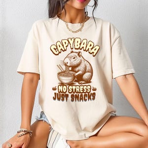 No Stress Capybara Tee, Cute Rodent Lover Shirt, Funny Animal Graphic Top