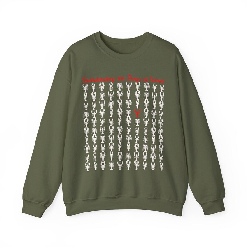Fisherman Aesthetic 100 Days School Sweatshirt, Lobster Teacher Pullover, Cute Educator Appreciation Gift image 3