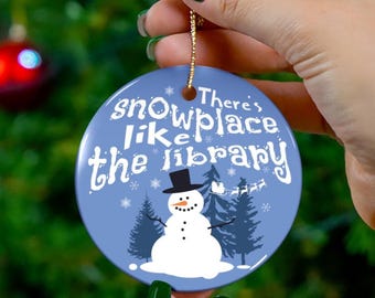Library Ornament, Librarian Gift, Christmas Tree Decor, Book Lover, Reading Holiday Decoration