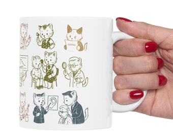 Cat Lover Audiologist Ceramic Mug, Hearing Doctor Gift Idea, Ear Doctor Graduation Gift, AuD Mug, Unique Hearing Aid Lover Cup, Funny Cat