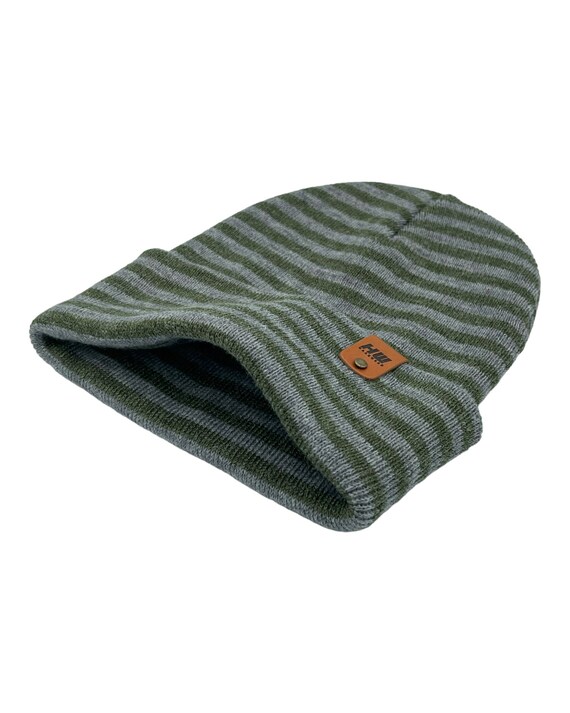帽子 GREEN CLOTHING WOOL HAT LIGHT GREY HW6064 HAAKWEAR Traditional RORO Cuffed Beanie - Gray/green