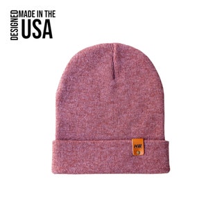 Knit Cuffed Beanie - Rusty Burgundy - Made in USA