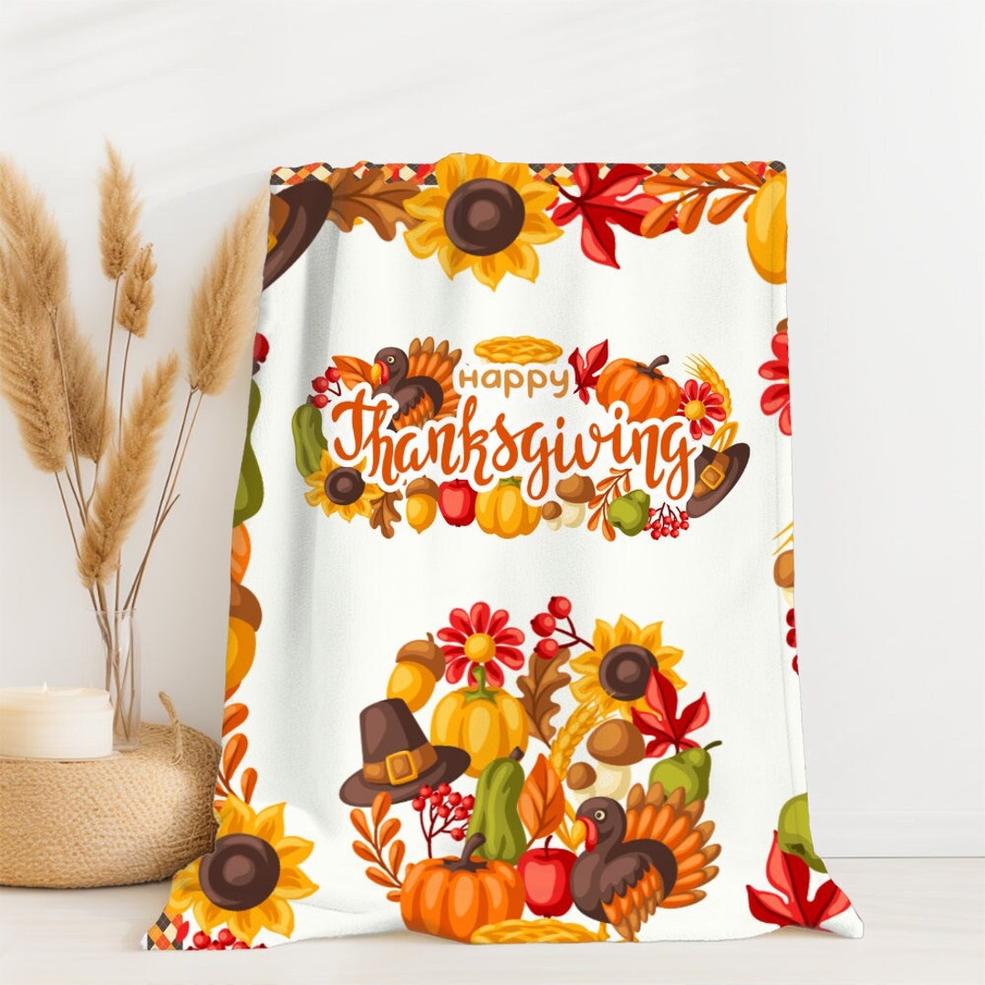 Thanksgiving Blanket Turkey Feast Blanket Throw Autumn Throw Etsy
