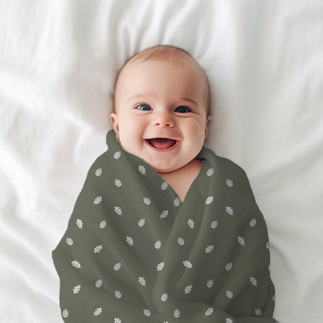 Sage Green Baby Swaddle Blanket Forest Decor Baby Blanket Etsy