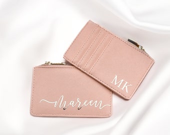 GELDBEUTEL personalisiert mit Name | Geldbörse / Portemonnaie Frauen | Zip Wallet Kartenhalter Initialen Monogramm | Geschenk Ostern