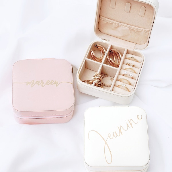 JEWELRY BOX personalized with name | Gift for best friend mom bridesmaids JGA, bride, maid of honor | Henna evening | Travel jewelry box