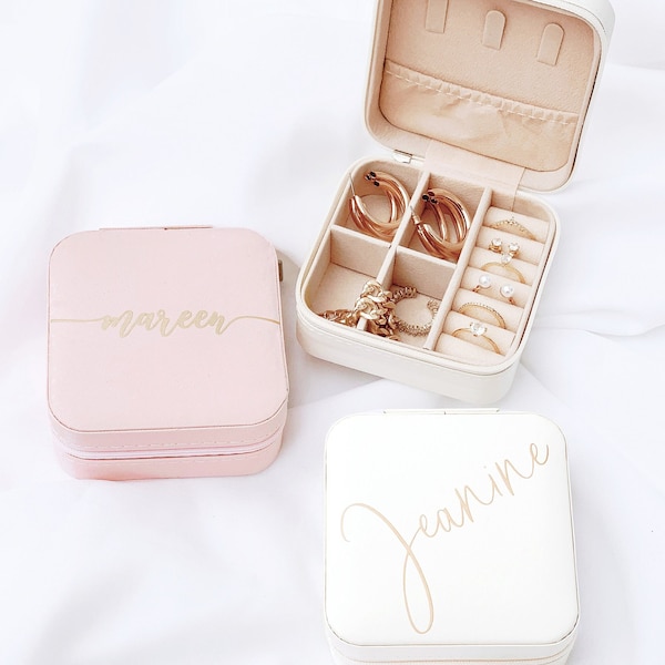 SCHMUCKBOX personalisiert mit Name | Geschenk für beste Freundin Mama Brautjungfern JGA, Braut, Trauzeugin | Hennaabend | Reiseschmuckbox