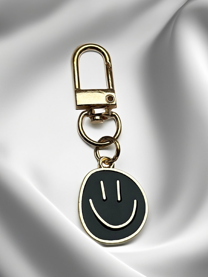 Smiley Schlüsselanhänger mini Keychain Tasche Anhänger Geschenk Beste Freundin Geburtstag Kleinigkeit JGA Geschenk Brautjungfern Schwarz