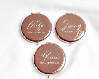 MIRROR personalized with name | Gift bridesmaids JGA girlfriend maid of honor ask | Pocket mirror rose gold gold gift henna evening