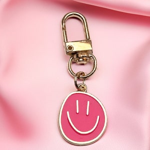 Smiley Schlüsselanhänger mini Keychain Tasche Anhänger Geschenk Beste Freundin Geburtstag Kleinigkeit JGA Geschenk Brautjungfern Pink