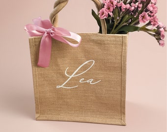 Jute Tasche personalisiert mit Name | Geschenk Brautjungfern JGA Braut Hochzeit | Trauzeugin fragen | Geschenk Freundin Geburtstag Muttertag