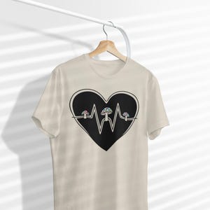 Heartbeat Mushroom Love Unisex Softstyle T-Shirt - Fun Graphic Tee