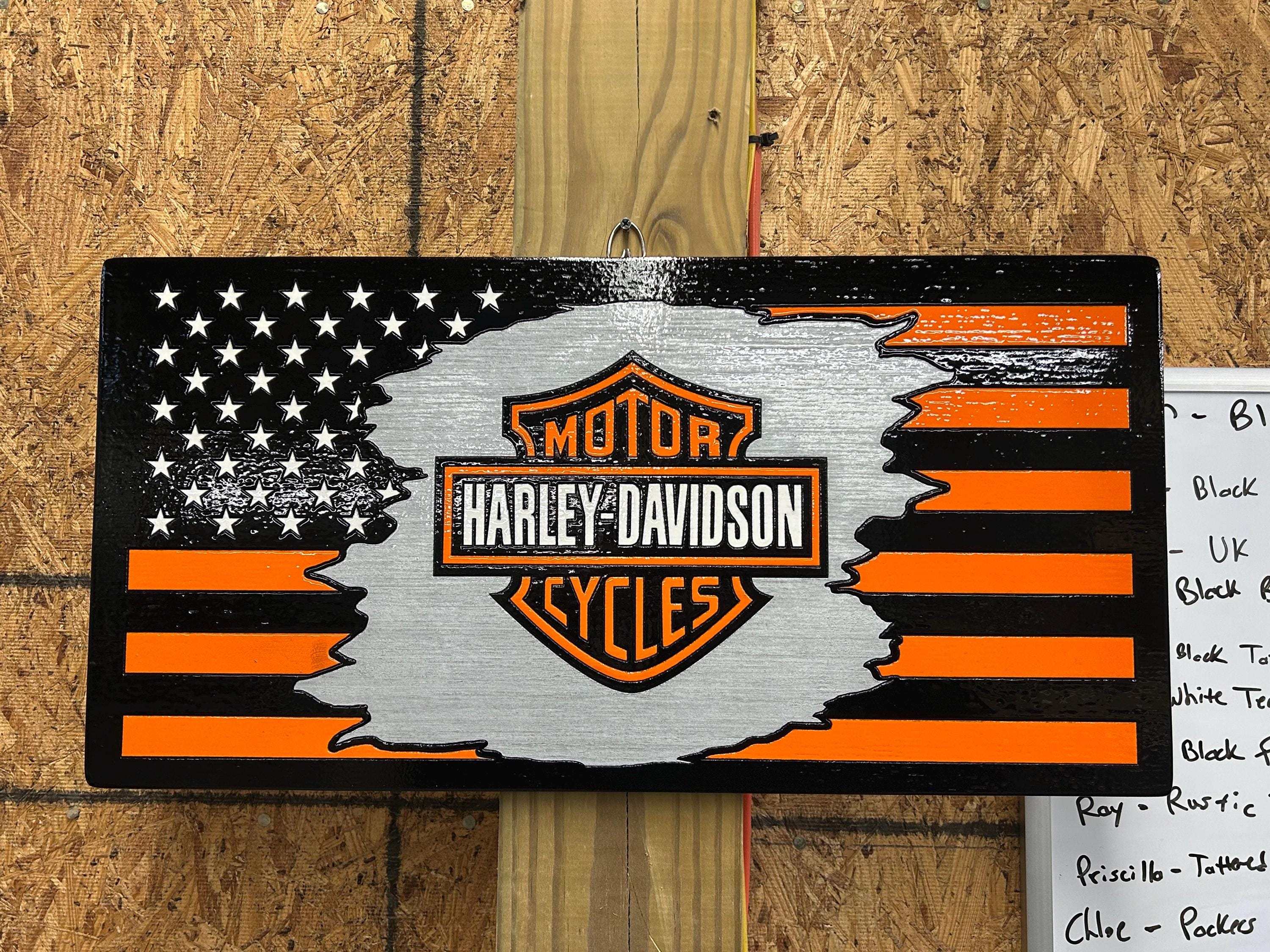 木製看板　ハンドメイド　ハーレー　モーターサイクル Harley Davidson Wood Sign - Etsy