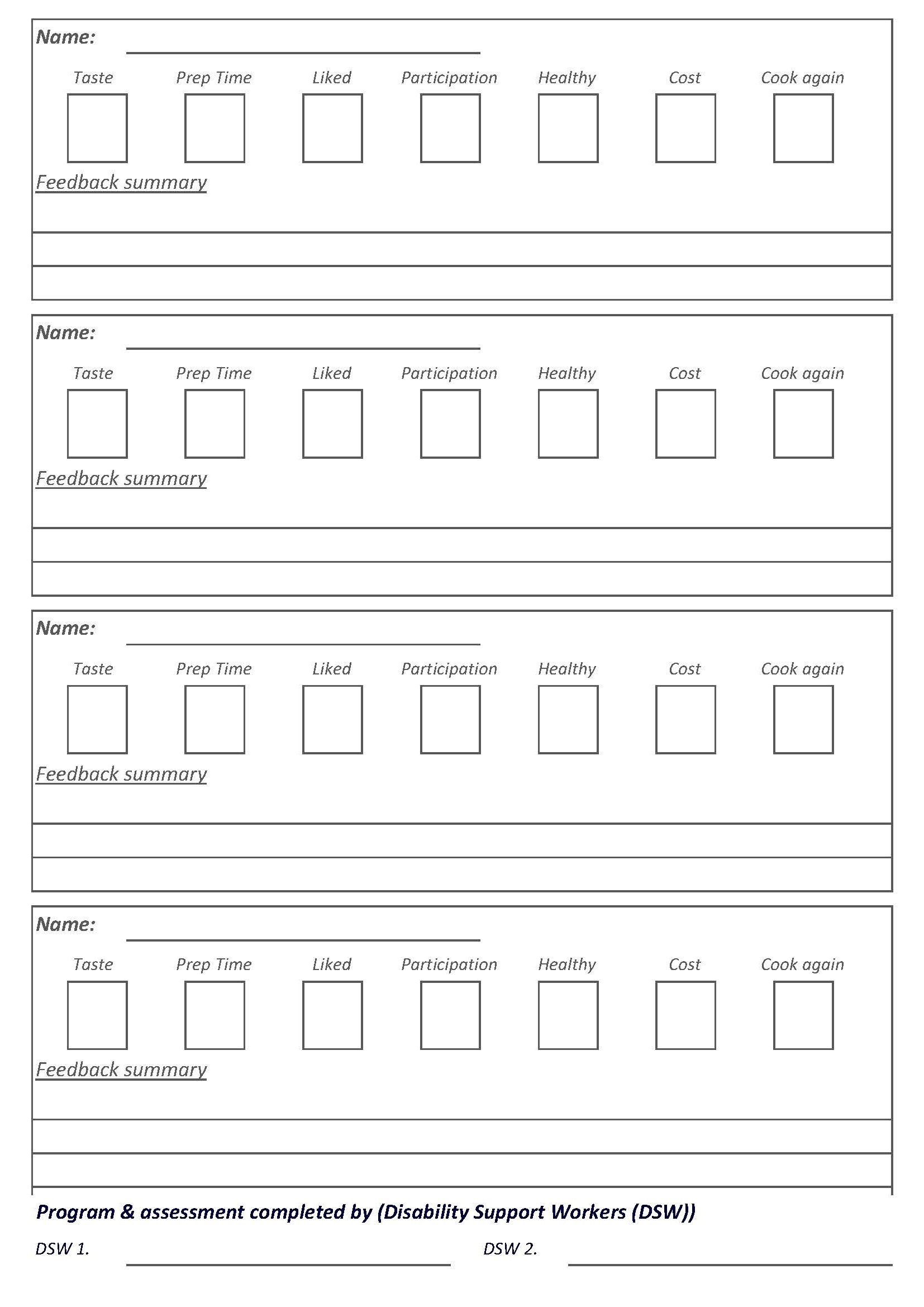Supported Cooking Program Log Template - Etsy