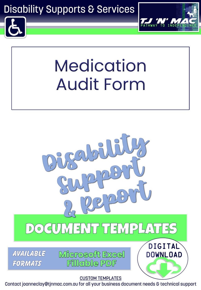 Medication audit form template etsy