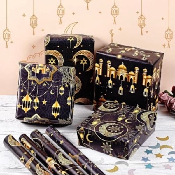 EID GIFT WRAP - Eid Mubarak Wrapping Paper, Eid Gift, Ramadan Ideas, Modern Eid Wrapping Paper, Islamic Gift Wrap, Extra 10 Pcs Eid Balloons