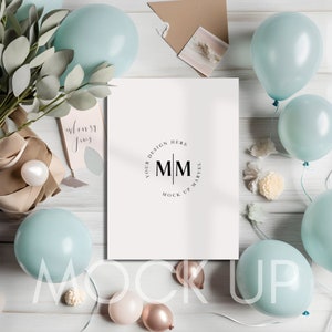 Mockup di invito di compleanno / Mockup di invito minimalista / Mockup di oggetto intelligente / Mockup di baby shower / Oggetto intelligente / Download digitale /
