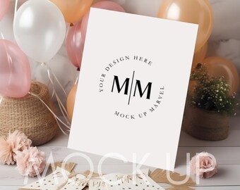 Birthday Mockup | Smart Object Mockup | Instant Download | Gender Neutral Baby Shower Mockup | 5x7 Mockup | Boho Mockup