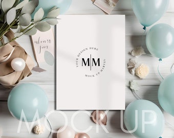 Birthday Invitation Mockup | Minimalist Invite Mock Up | Smart Object Mockup | Baby Shower Mockup | Smart Object | Digital Download |