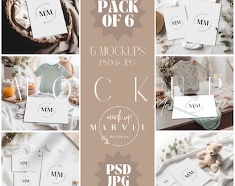 6 x testmodellen babyshower | Mockup babyshower | Mockup uitnodiging | 5 x 7 kaartmodel | Douchemodel | Slim object