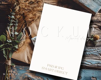 Rustic Wedding Invitation Mockup, Birthday Invitation Mockup, 5x7 Card Mockup, Boho Mockup, Valentine's Day Card Mockup, NYE Invite Mockup