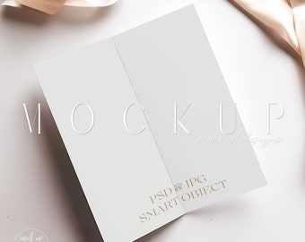 Maqueta de programa plegado / Maqueta de invitación / Maqueta de folleto plegable de 8,5 x 11 / Maqueta de programa plegable en blanco / Maqueta de objeto inteligente / Maqueta de folleto plegable de 8,5 x 11