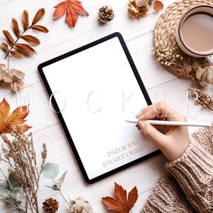 Digital Planner Mockup, iPad Mockup, Aesthetic Device Mockup, Website Mockup for Designers Planner Mockup, Device Mockup Fall Planner Mockup