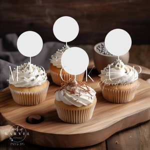 Gestylter Cupcake Mockup | Cupcake Topper Mockup | Kuchen Mockup | Cupcake Topper Vorlage | Kuchen Mock-Up Foto | Smart Objekt Mockup