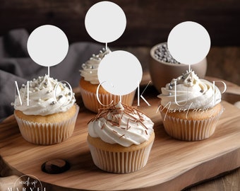 Modello di cupcake in stile / Modello di topper per cupcake / Modello di torta / Modello di topper per cupcake / Foto di modello di cupcake / Modello di oggetto intelligente