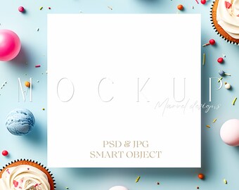 Maqueta de invitación / Maqueta de tarjeta de boda / Maqueta de tarjeta de felicitación cuadrada / Maqueta de tarjeta plana / Maqueta de tarjeta blanca / Maqueta de etiqueta de regalo