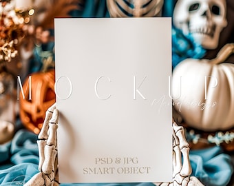 Mockup uitnodiging Halloween | Mockup spookachtige uitnodiging | Mockup herfstmodel | Pompoenmock | Halloween-mock-up | Mockup uitnodigingskaart