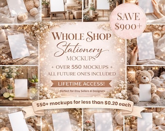 Mockup Stationery Shop, Whole Shop Stationery Mockup Bundle, Invitation Mockup, Wedding Invite Mockup, 5x7 Cards, Birthday Mockup