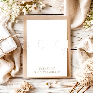 Briefpapier Mockup | Niedliches Mockup | Jpg Psd Smart Objekt | Mockup Boho Baby lädt ein | 5X7 Kartenmockup | Geburtstag Mockup | Stationärer Mock