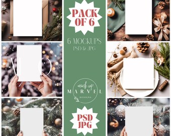 Christmas Card Mockup, Winter Card Mockup, 5x7 Xmas Invitation Mockup, Square Christmas Card Mockup, Xmas Party Invite, Winter, Festive