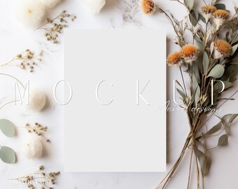 Mockup de Cartão de Saudação | Mockup de Casamento Simples | Mockup de Convite 5X7 | Mockup de Cartão de Convite | Mockup de Papelaria Boho | Mockup em PSD